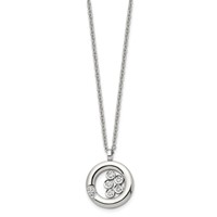 Stainless Steel Polished Necklace with CZ Circle, 21.5" view 3