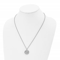 Stainless Steel Polished Necklace with CZ Circle, 21.5" view 4