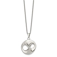 Stainless Steel Polished Necklace with 2in Ext, 17" view 3