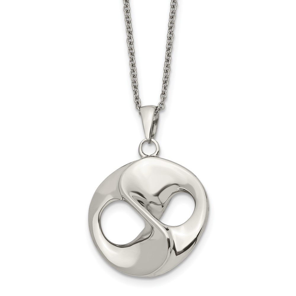 Stainless Steel Polished Necklace with 2in Ext, 17"