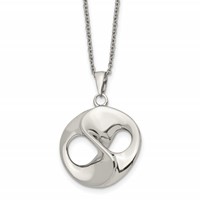 Stainless Steel Polished Necklace with 2in Ext, 17" view 1