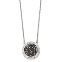 Stainless Steel Polished Black and White Crystal Necklace, 18" view 2