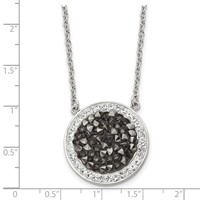 Stainless Steel Polished Black and White Crystal Necklace, 18" view 5