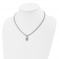 Stainless Steel Polished Crystal Skull Necklace, 18" view 4
