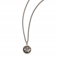 Chisel Stainless Steel Polished Grey Glass Pendant on a Cable Chain Necklace, 29.5" view 3