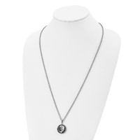 Chisel Stainless Steel Polished Grey Glass Pendant on a Cable Chain Necklace, 29.5" view 4