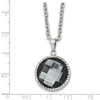 Chisel Stainless Steel Polished Grey Glass Pendant on a Cable Chain Necklace, 29.5" view 5