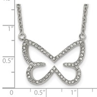 Stainless Steel Polished Necklace with CZ Butterfly, 18" view 5