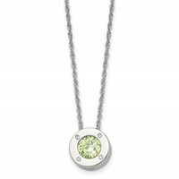 Chisel Stainless Steel Polished CZ May Birthstone Circle Pendant on a Multi-Link Chain Necklace, 20" view 1