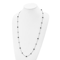 Stainless Steel Polished Necklace with Black Acrylic Bead, 33" view 3