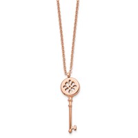 Stainless Steel Polished Rose IP-plated Key Necklace, 18.25" view 3