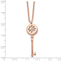 Stainless Steel Polished Rose IP-plated Key Necklace, 18.25" view 5