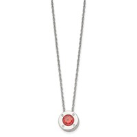 Chisel Stainless Steel Polished CZ July Birthstone Circle Pendant on a Multi-Link Chain Necklace, 20" view 3