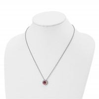 Chisel Stainless Steel Polished CZ July Birthstone Circle Pendant on a Multi-Link Chain Necklace, 20" view 4