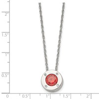 Chisel Stainless Steel Polished CZ July Birthstone Circle Pendant on a Multi-Link Chain Necklace, 20" view 5