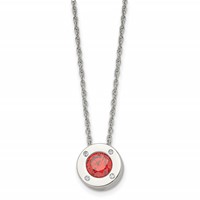 Chisel Stainless Steel Polished CZ July Birthstone Circle Pendant on a Multi-Link Chain Necklace, 20" view 1