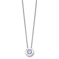 Chisel Stainless Steel Polished CZ June Birthstone Circle Pendant on a Multi-Link Chain Necklace, 20" view 3