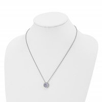 Chisel Stainless Steel Polished CZ June Birthstone Circle Pendant on a Multi-Link Chain Necklace, 20" view 4