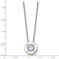 Chisel Stainless Steel Polished CZ June Birthstone Circle Pendant on a Multi-Link Chain Necklace, 20" view 5