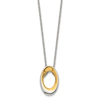 Stainless Steel Polished Yellow IP-plated Oval Necklace, 18" view 3