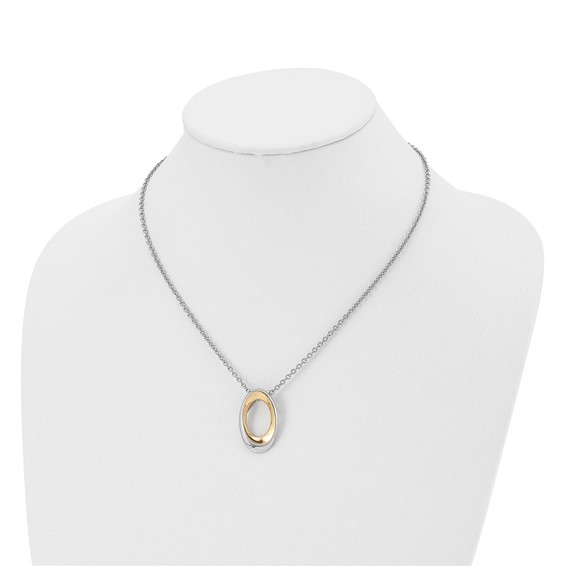 Stainless Steel Polished Yellow IP-plated Oval 18in Necklace