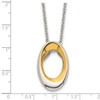 Stainless Steel Polished Yellow IP-plated Oval Necklace, 18" view 5