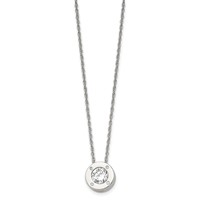 Chisel Stainless Steel Polished CZ April Birthstone Circle Pendant on a Multi-Link Chain Necklace, 20" view 3