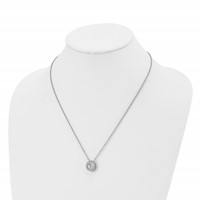 Chisel Stainless Steel Polished CZ April Birthstone Circle Pendant on a Multi-Link Chain Necklace, 20" view 4
