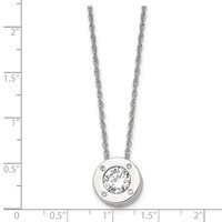 Chisel Stainless Steel Polished CZ April Birthstone Circle Pendant on a Multi-Link Chain Necklace, 20" view 5