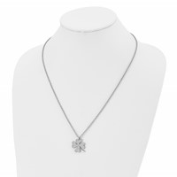 Chisel Stainless Steel Polished CZ Four Leaf Clover Pendant on a Cable Chain Necklace - 22in view 4
