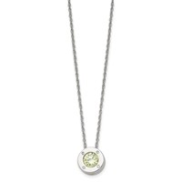 Chisel Stainless Steel Polished CZ August Birthstone Circle Pendant on a Multi-Link Chain Necklace, 20" view 3