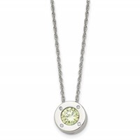 Chisel Stainless Steel Polished CZ August Birthstone Circle Pendant on a Multi-Link Chain Necklace, 20" view 1