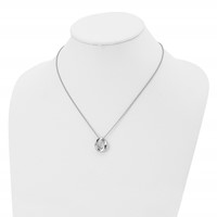 Stainless Steel Polished Wavy Circle Necklace with Crystal, 18" view 4