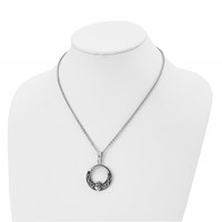 Chisel Stainless Steel Antiqued and Polished Claddagh Pendant on a Cable Chain Necklace, 18" view 4