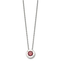 Chisel Stainless Steel Polished CZ January Birthstone Circle Pendant on a Multi-Link Chain Necklace, 20" view 3