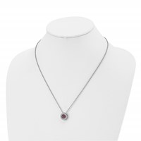 Chisel Stainless Steel Polished CZ January Birthstone Circle Pendant on a Multi-Link Chain Necklace, 20" view 4