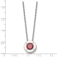 Chisel Stainless Steel Polished CZ January Birthstone Circle Pendant on a Multi-Link Chain Necklace, 20" view 5