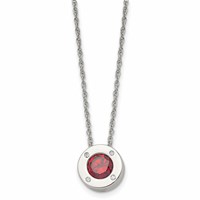 Chisel Stainless Steel Polished CZ January Birthstone Circle Pendant on a Multi-Link Chain Necklace, 20" view 1