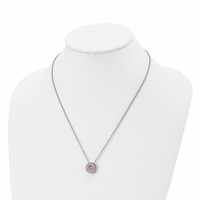Chisel Stainless Steel Polished CZ October Birthstone Circle Pendant on a Multi-Link Chain Necklace, 20" view 4