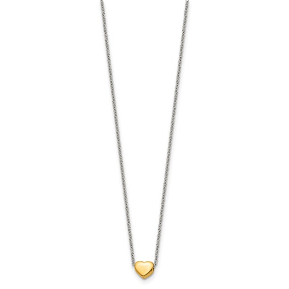 Chisel Stainless Steel Polished Yellow IP-plated Heart on a 16 inch Cable Chain Necklace