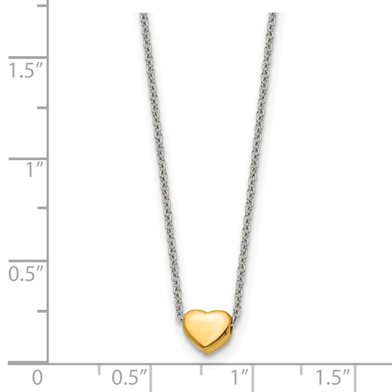 Chisel Stainless Steel Polished Yellow IP-plated Heart on a 16 inch Cable Chain Necklace