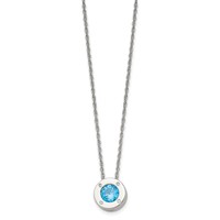Chisel Stainless Steel Polished CZ December Birthstone Circle Pendant on a 20 Inch Multi-Link Chain Necklace view 3