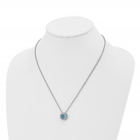 Chisel Stainless Steel Polished CZ December Birthstone Circle Pendant on a 20 Inch Multi-Link Chain Necklace view 4