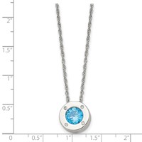 Chisel Stainless Steel Polished CZ December Birthstone Circle Pendant on a 20 Inch Multi-Link Chain Necklace view 5