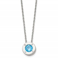 Chisel Stainless Steel Polished CZ December Birthstone Circle Pendant on a 20 Inch Multi-Link Chain Necklace view 1