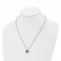 Chisel Stainless Steel Polished CZ February Birthstone Circle Pendant on a Multi-Link Chain Necklace, 20" view 4