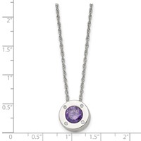 Chisel Stainless Steel Polished CZ February Birthstone Circle Pendant on a Multi-Link Chain Necklace, 20" view 5