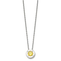 Chisel Stainless Steel Polished CZ November Birthstone Circle Pendant on a Multi-Link Chain Necklace - 20in view 3