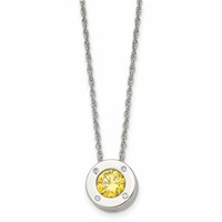 Chisel Stainless Steel Polished CZ November Birthstone Circle Pendant on a Multi-Link Chain Necklace - 20in view 1