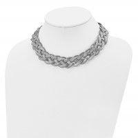 Stainless Steel Polished Braided Mesh Necklace with Ext. 16in, 3.5" view 4